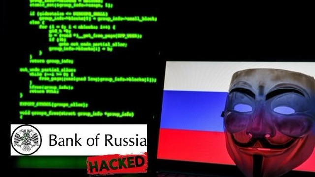 Anonymous anunță că a piratat Banca Centrală a Rusiei / Vor fi publicate documente cu acorduri secrete / Grupul atacă în continuare firmele care continuă să lucreze în Rusia