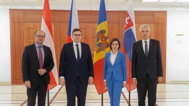 Situația de securitate din regiune și cooperarea în domeniul integrării europene, discutate de președinta Maia Sandu cu miniștrii de Externe ai Cehiei, Austriei și Slovaciei