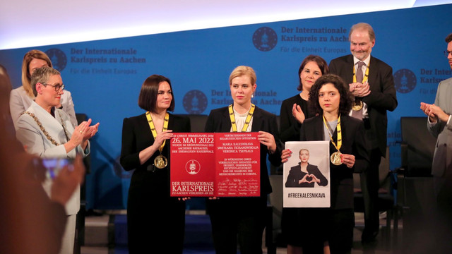 Reprezentantele opoziției democratice din Belarus au primit Premiul Carol cel Mare 2022