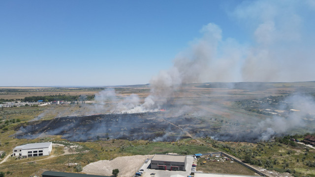 VIDEO/FOTO. Incendiu masiv de vegetație în orașul Bălți. Filmări cu drona
