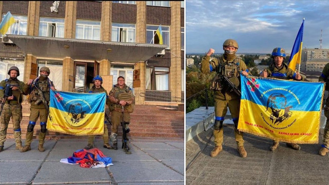 Drapelul național, ridicat de trupele ucrainene deasupra orașului recucerit Kupiansk