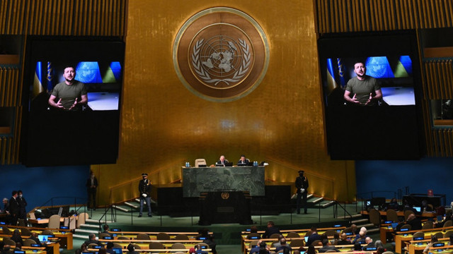 Zelenski cere la ONU o „pedeapsă justă” împotriva Rusiei
