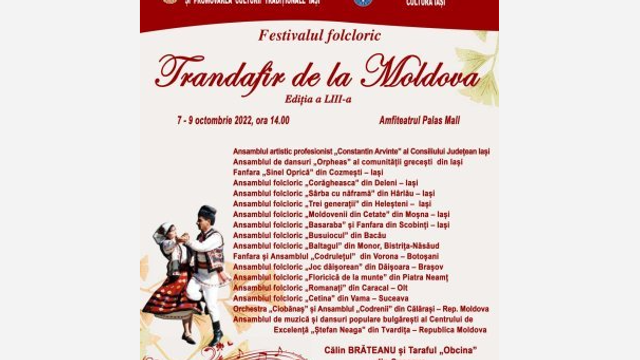 La Iași începe Festivalul Folcloric Internațional „Trandafir de la Moldova”. Pe scenă vor fi prezente și ansambluri folclorice din Republica Moldova