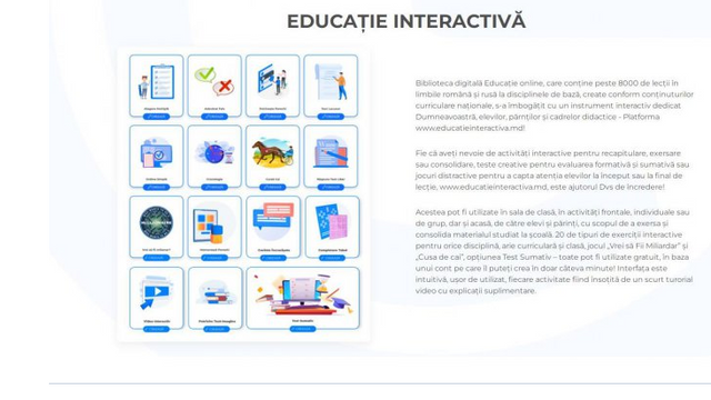 Platforma „Educație online” a fost completată cu extensia „educatieinteractiva.md”
