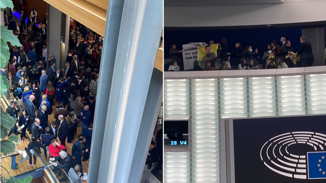 Alertă de securitate la Parlamentul European. Un grup de kurzi a intrat în sala de plen și eurodeputații au fost evacuați

