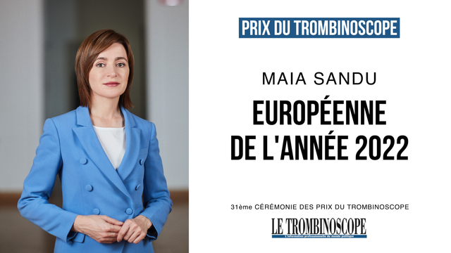 Maia Sandu a fost desemnată personalitatea europeană a anului 2022 în cadrul premiilor Trombinoscope din Franța
