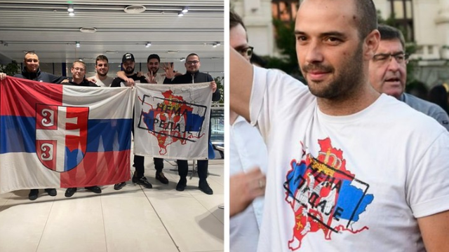 FOTO | Șase din fanii sârbi opriți pe aeroportul din Chișinău, membri ai unei grupări extremiste pro-ruse. Liderul acesteia, reținut în Serbia