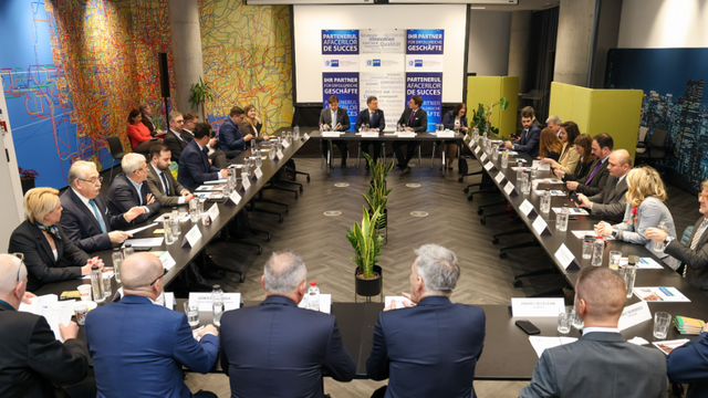 Dorin Recean, în discuții cu membrii Camerei de comerț și industrie româno-germană: „Vin cu un mesaj către oamenii de afaceri: folosiți potențialul economic al Republicii Moldova”