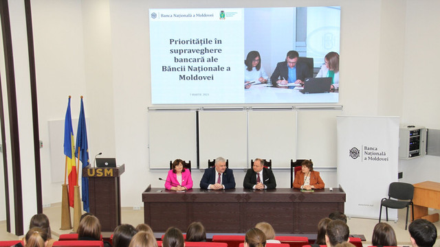 Specialiștii Băncii Naționale a Moldovei au susținut o prelegere pentru studenții Facultății Științe Economice a USM