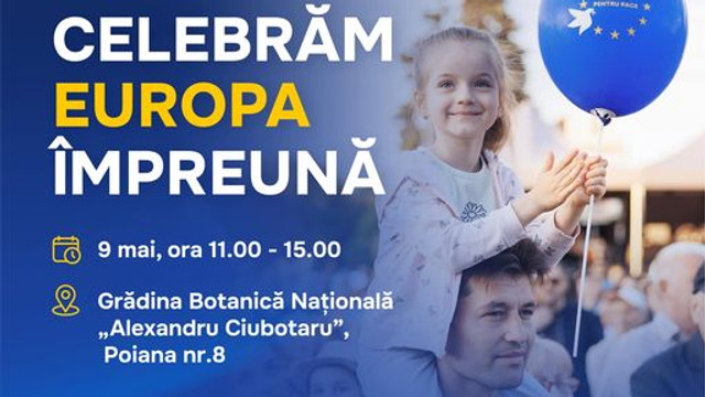Guvernul R. Moldova invită la programul: „Celebrăm Europa împreună”, desfășurat în Grădina Botanică marți, 9 mai. Primii 3000 de vizitatori vor primi înghețată gratuită