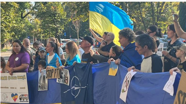Protest pașnic în fața Ambasadei Rusiei în România pentru susținerea Ucrainei. „Rusia trebuie să plătească pentru crimele de război”