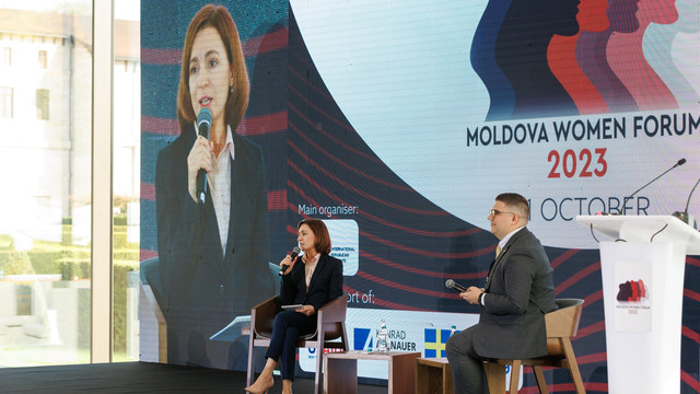 Maia Sandu, la Moldova Women Forum 2023: „În Parlament avem 40% de deputate, iar fiecare a cincea primărie este condusă de o femeie”
