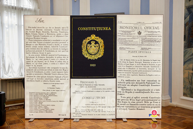 FOTO | Expoziția „Centenarul Constituției României Întregite (1923 – 2023)”. Marian Enache: România și Republica Moldova sunt unite și prin memoria unei comuniuni de istorie constituțională