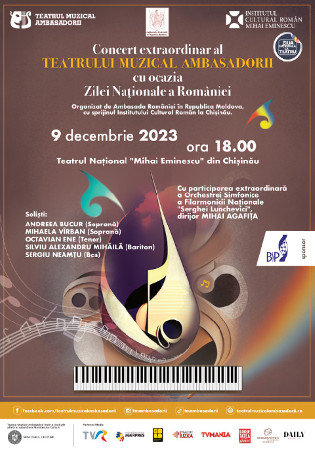 Teatrul Muzical ”Ambasadorii” din București vine la Chișinău, într-un concert organizat de ICR „Mihai Eminescu
