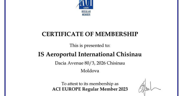Aeroportul Internațional Chișinău a obținut titlul de membru al Consiliului Internațional al Aeroporturilor din Europa