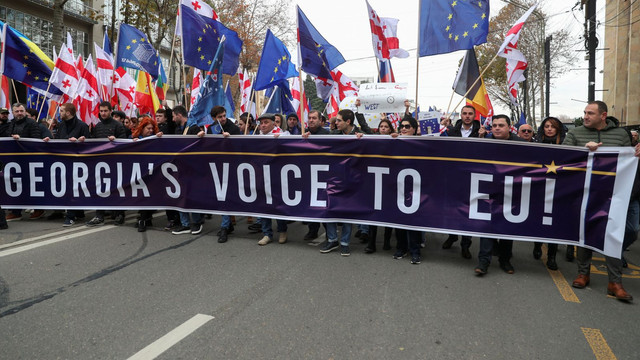 Demonstrație pro-UE în Georgia, care așteaptă ca UE să-i acorde statutul de țară candidată la aderare