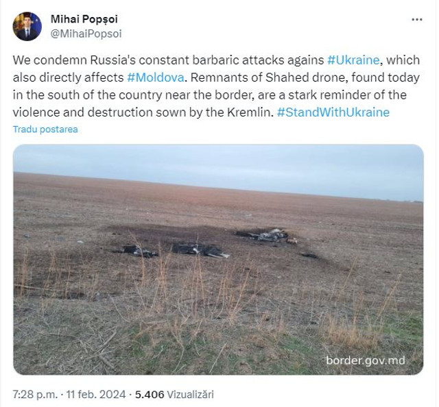 Maia Sandu: „Agresiunea Rusiei pune în pericol întregul continent”. Reacția autorităților din Republica Moldova după depistarea fragmentelor de dronă la Vulcănești