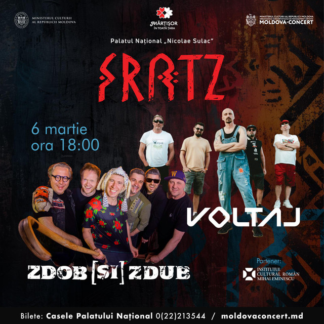 Concertul trupelor Voltaj și Zdob și Zdub, la Palatul Național „Nicolae Sulac”. Evenimentul este sprijinit de ICR „Mihai Eminescu” la Chișinău
