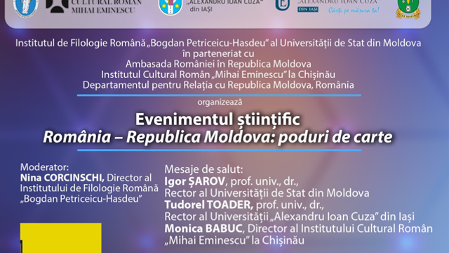 ICR „Mihai Eminescu” la Chișinău invită publicul la evenimentul dedicat științei filologice românești „România - Republica Moldova: poduri de carte”
