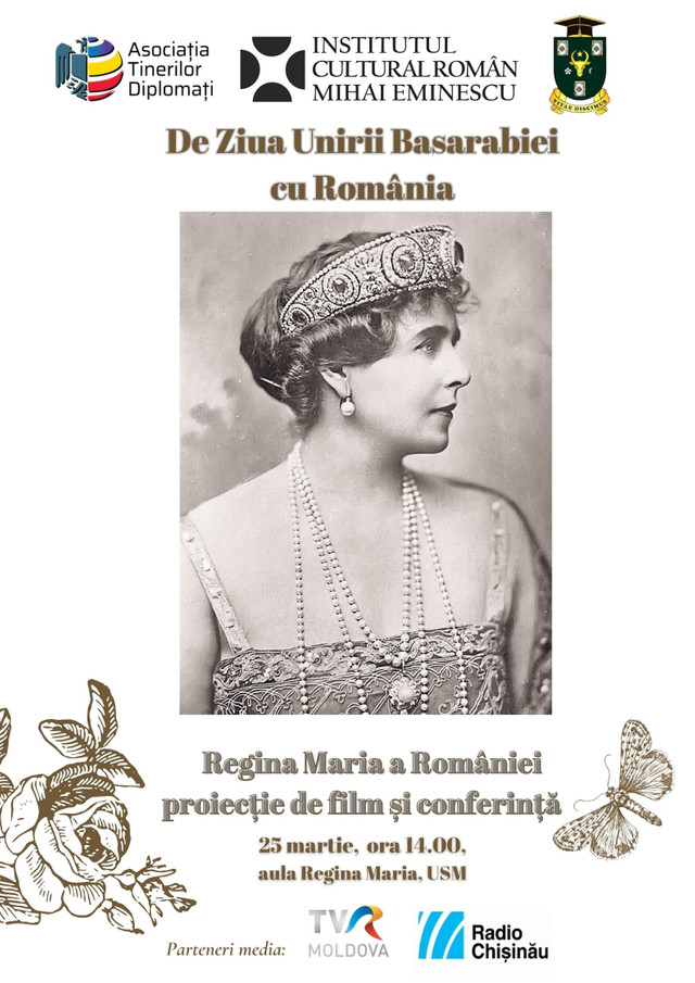 La Chișinău va avea loc proiecția documentarului „Maria - inima României”, organizată de ICR Mihai Eminescu pentru marcarea Zilei Unirii Basarabiei cu România. Radio România Chișinău este partener media al evenimentului