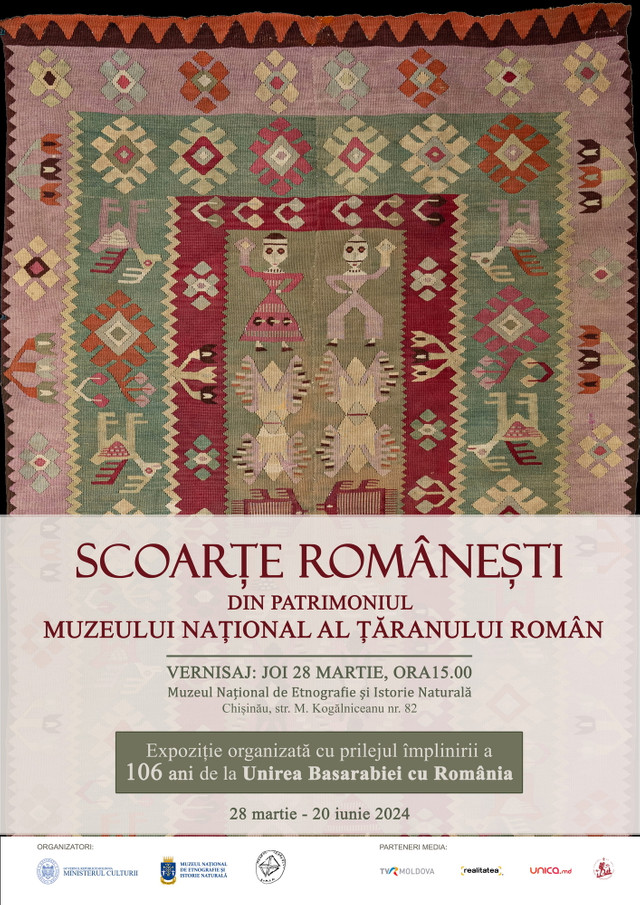 Expoziție de scoarțe românești din patrimoniul Muzeului Național al Țăranului Român, la Muzeul Național de Etnografie și Istorie Naturală din Chișinău