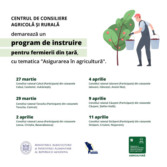 Centrul de Consiliere Agricolă și Rurală lansează primul program de instruire dedicat agricultorilor din Republica Moldova