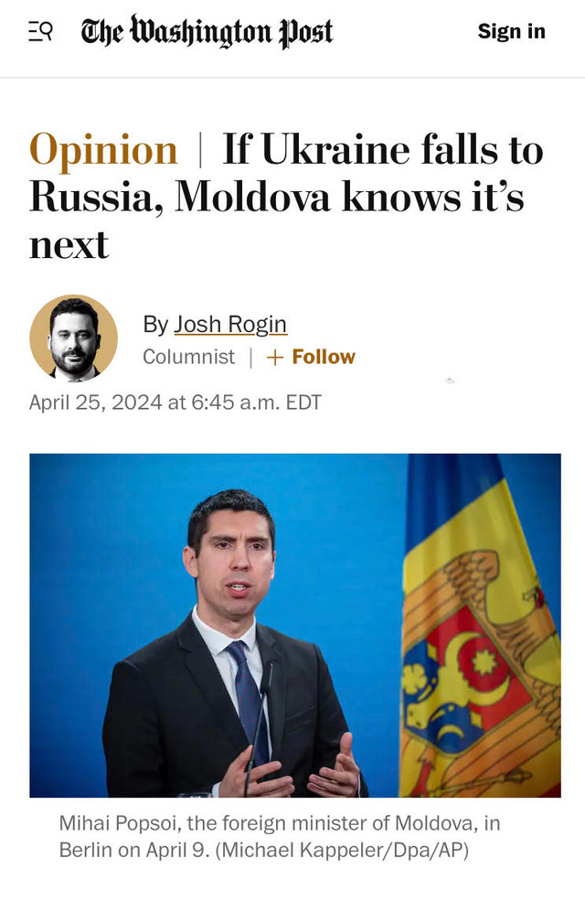 Mihai Popșoi pentru Washington Post: Dacă Ucraina va cădea pradă Rusiei, Rep. Moldova știe că va fi următoarea victimă