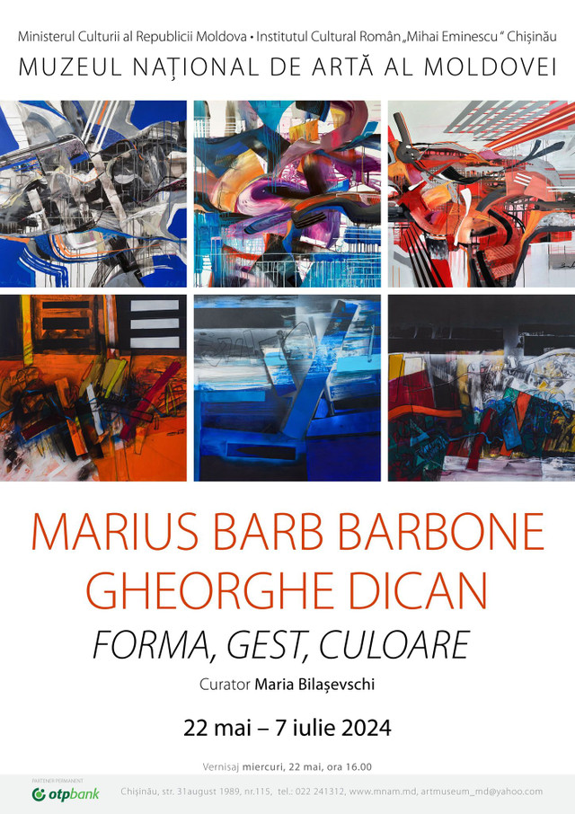 „Formă, Gest, Culoare”: Lucrările artiștilor plastici români Gheorghe Dican și Marius Barb vor fi expuse la Muzeul Național de Artă