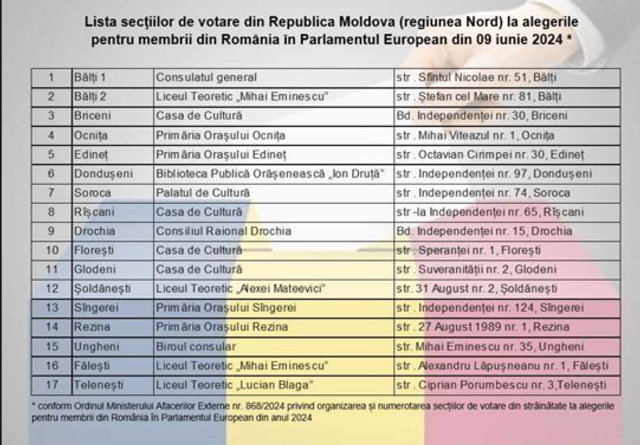 Alegeri europarlamentare 2024 | Cum pot vota cetățenii români din Republica Moldova. Lista celor 52 de secții de votare