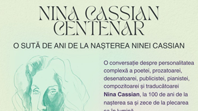 „Nina Cassian - 100 de ani, 100 de chipuri”, eveniment organizat de ICR Mihai Eminescu la Chișinău, la 100 de ani de la nașterea poetei