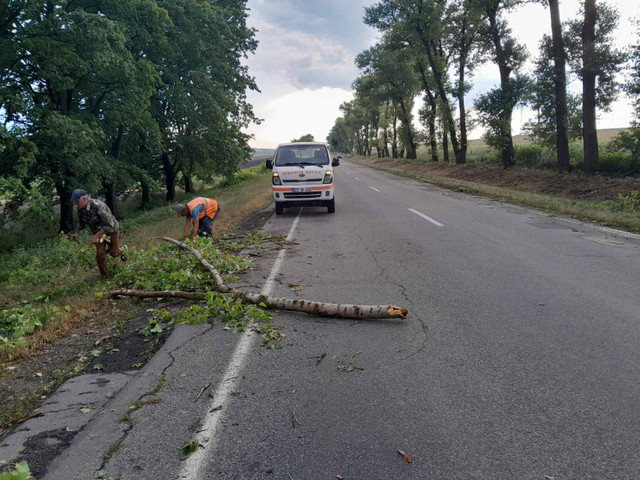 FOTO | Șapte drumuri naționale au fost afectate de ploile și vântul puternic de ieri. Au intervenit echipele specializate ale întreprinderii „.S.A Drumuri”