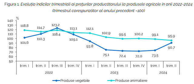 Prețurile produselor agricole au scăzut în prima jumătate a anului 2024