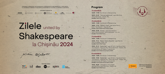 Zilele Shakespeare la Chișinău 2024 | În Republica Moldova va avea loc, în premieră, un festival internațional de teatru