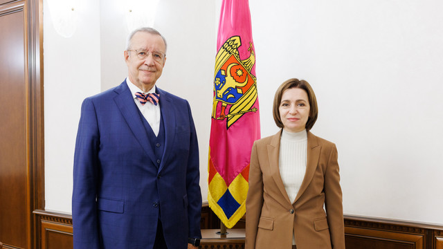 FOTO | Maia Sandu, în discuții cu fostul președinte estonian, Toomas Hendrik Ilves: „Cu sprijinul său, avansăm pe calea modernizării și europenizării”