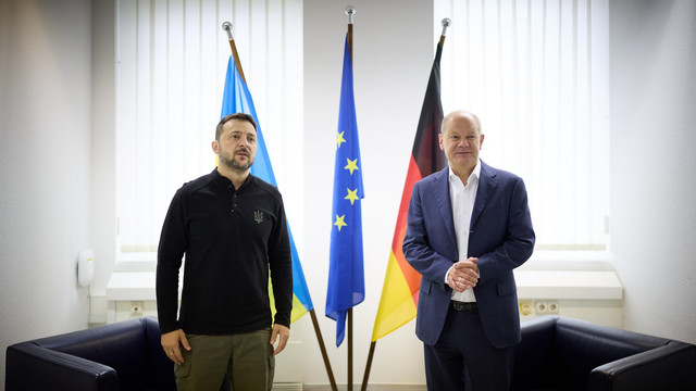 Zelenski și Scholz au discutat la reuniunea de la Ramstein despre extinderea cooperării în domeniul apărării, inclusiv producția comună de armament