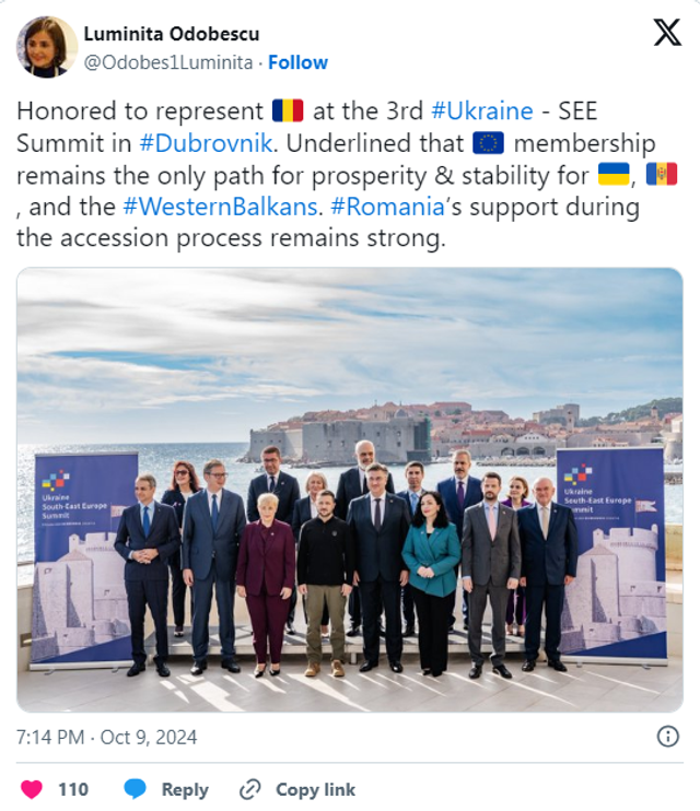 Summitul Ucraina – Europa de Sud-Est. Luminița Odobescu: Aderarea la UE, singura cale pentru stabilitatea Ucrainei și Republicii Moldova