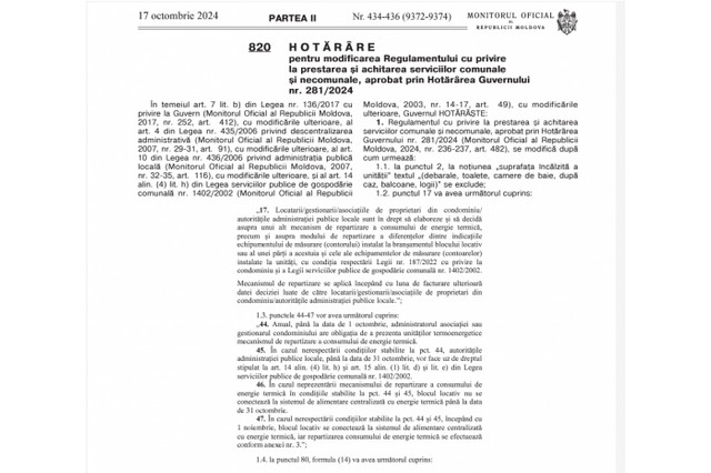 Mecanismul de repartizare a consumului de energie termică în blocurile locative va fi eficientizat