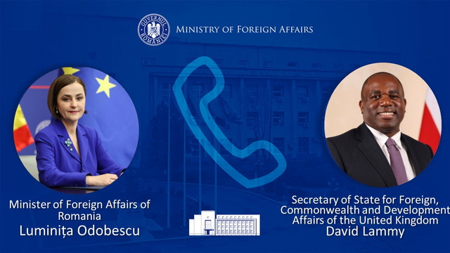 Luminița Odobescu, convorbire telefonică cu secretarul de stat pentru afaceri externe al Marii Britanii. Asistența pentru Republica Moldova, pe agenda discuțiilor 