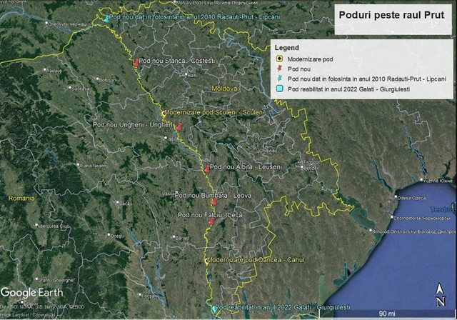 Vor fi construite 4 poduri rutiere noi peste Prut. Ministerul Transporturilor de la București a anunțat compania care va face studiul de fezabilitate