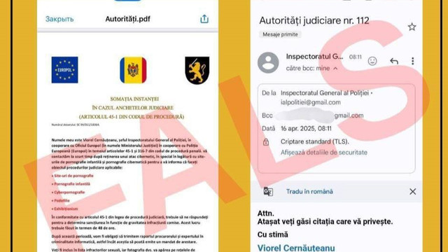 IGP atenționează că pe adresele electronice ale cetățenilor este distribuit un mesaj fals: „Șeful poliției NU trimite citații!”
