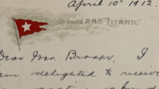 O scrisoare a unui supraviețuitor de pe Titanic s-a vândut cu 300.000 de lire la o licitație O scrisoare a unui supraviețuitor de pe Titanic s-a vândut cu 300.000 de lire la o licitație