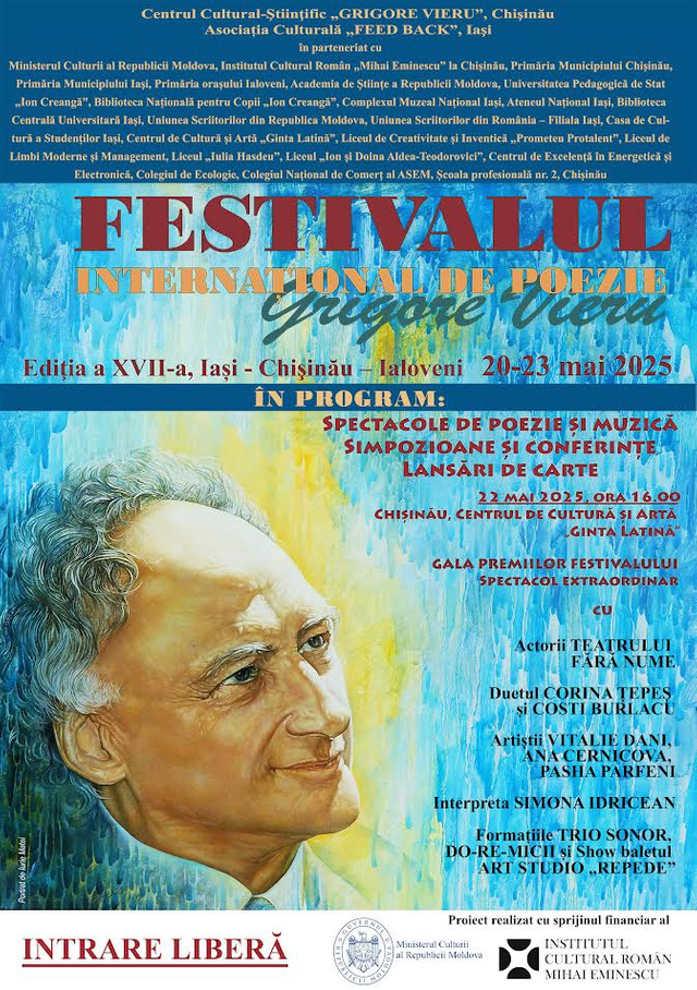 ICR „Mihai Eminescu” acordă două premii în cadrul Festivalului Internațional de Poezie „Grigore Vieru”, ediția a XVII–a