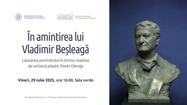 Bustul scriitorului Vladimir Beșleagă va fi prezentat la Muzeul Național al Literaturii Române Bustul scriitorului Vladimir Beșleagă va fi prezentat la Muzeul Național al Literaturii Române