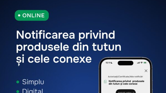 ANSP a lansat un serviciu digital pentru notificarea produselor din tutun
ANSP a lansat un serviciu digital pentru notificarea produselor din tutun