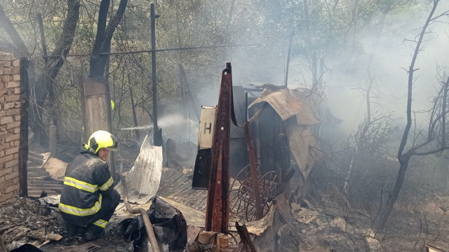 FOTO | Incendiu de vegetație la Cantemir: Focul a distrus construcții, garaje și câteva hectare de vegetație uscată 
