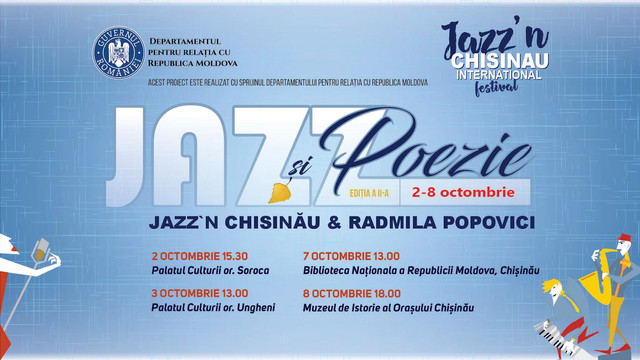„Jazz și Poezie” revine în patru locații istorice din Republica Moldova. Proiectul este finanțat de Departamentul pentru Relația cu Republica Moldova
