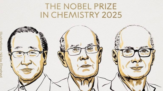 Premiul Nobel pentru Chimie 2025 a fost câștigat de trei cercetători „pentru dezvoltarea structurilor metal-organice”
