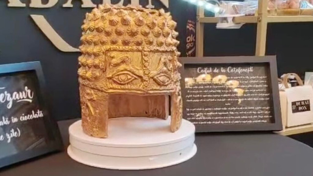 VIDEO | Coiful dacic de la Coțofenești, refăcut din ciocolată. Poate fi văzut la Festivalul Ciocolatei de la Iași