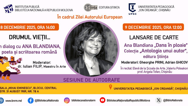 Ana Blandiana revine la Chișinău. Două zile de dialog literar și lansare editorială