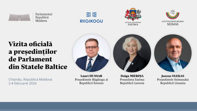 Președinții parlamentelor din Statele Baltice, în vizită oficială la Chișinău: Vor avea întrevederi cu conducerea de vârf a R. Moldova
